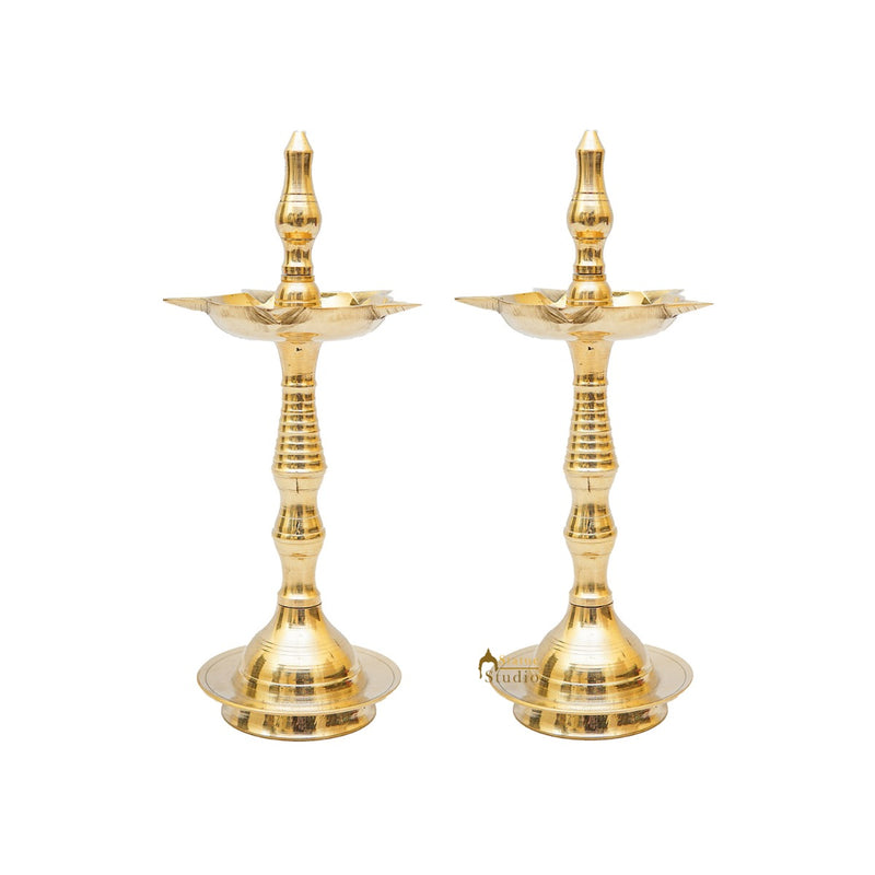 Brass Fine Samay Diya Pair For Home Temple Pooja Room Décor Diwali Gift 6"