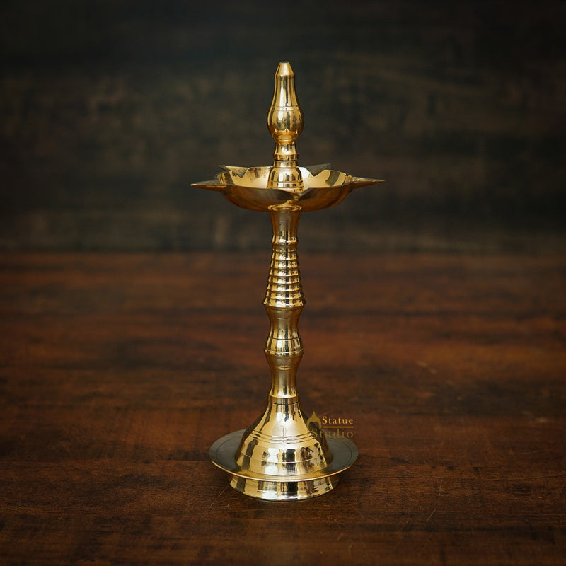 Brass Fine Samay Diya For Home Temple Pooja Room Décor Diwali Gift 8"