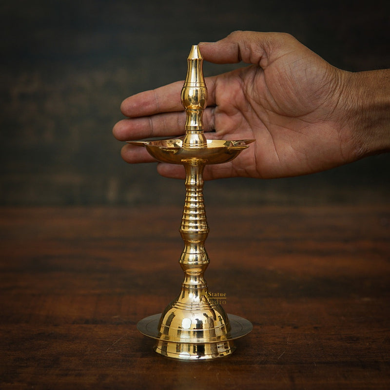 Brass Fine Samay Diya For Home Temple Pooja Room Décor Diwali Gift 8.5"