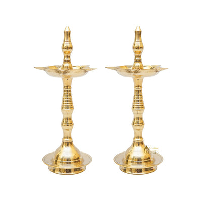 Brass Fine Samay Diya Pair For Home Temple Pooja Room Décor Diwali Gift 8.5"
