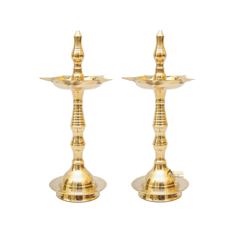 Brass Fine Samay Diya Pair For Home Temple Pooja Room Décor Diwali Gift 8.5"