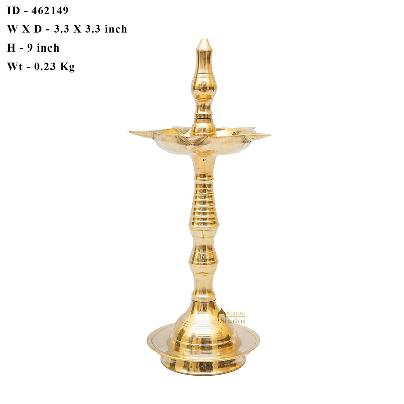Brass Fine Samay Diya For Home Temple Pooja Room Décor Diwali Gift 9"