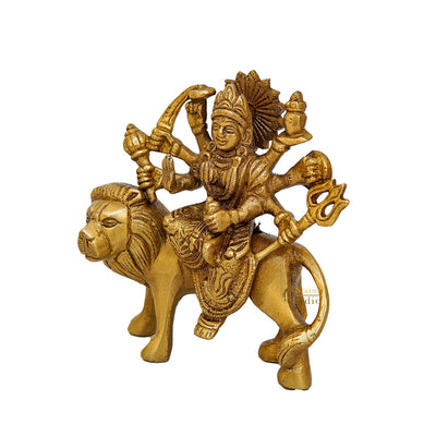 Brass Small Durga Idol For Home Temple Pooja Room Decor Gift 4"