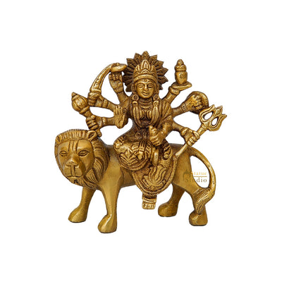 Brass Small Durga Idol For Home Temple Pooja Room Decor Gift 4"