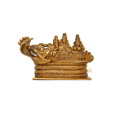 Brass Vishnu Laxmi Idol For Home Pooja Room Decor Small Statue 3"