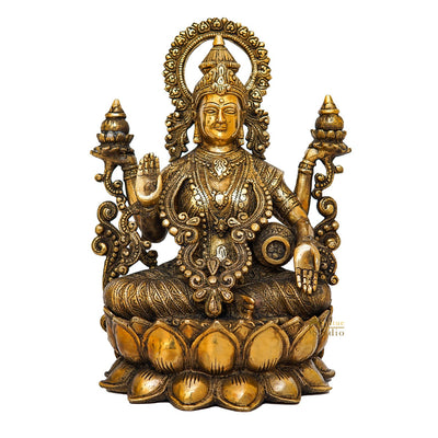 Brass Large Size Lakshmi Idol For Home Office Diwali Decor Statue 12"