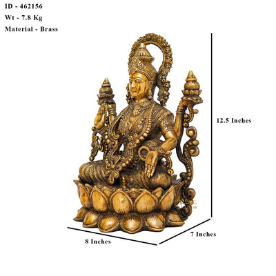 Brass Large Size Lakshmi Idol For Home Office Diwali Decor Statue 12"
