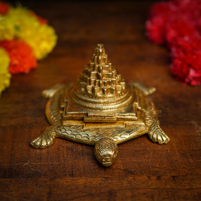 Brass Turtle Showpieces With Yantra For Feng Shui Vastu Home Office Room Decor