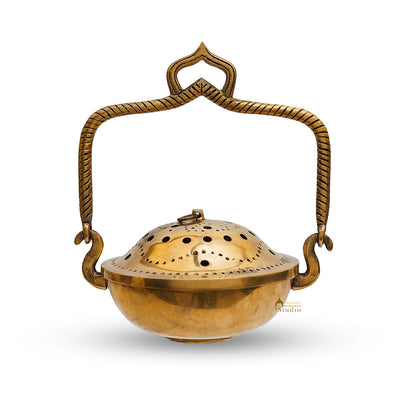 Brass Hanging Dhoop Dani Incense Burner For Pooja Room Decor Diwali Gift Showpiece 3.5"