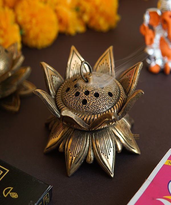 Brass Dhoop Dani Incense Burner For Pooja Room Decor Diwali Gift Showpiece 6"