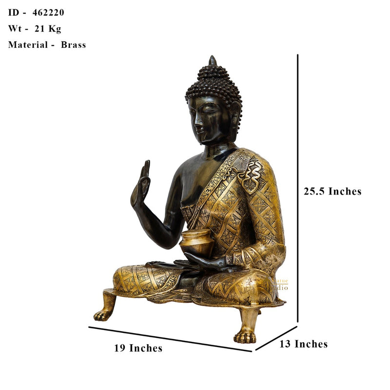 Brass Antique Gold Large Size Buddha Statue For Home Decor 2 Feet
