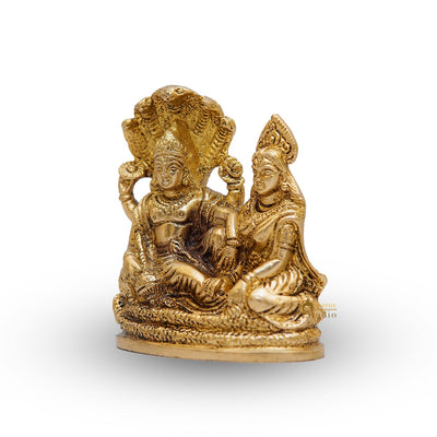 Brass Vishnu Lakshmi Idol Statue For Home Temple Pooja Room Decor 4"