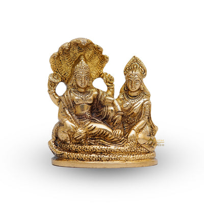 Brass Vishnu Lakshmi Idol Statue For Home Temple Pooja Room Decor 4"
