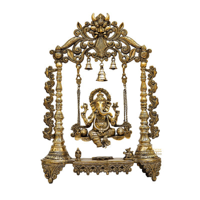 Brass Large Size Ganesha Idol With Swing For Home Office Temple Room Decor 2 Feet