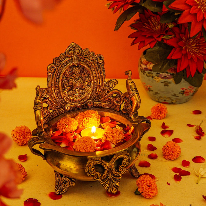 Brass Lakshmi Urli Bowl For Home Diwali Decor Gifting Showpiece