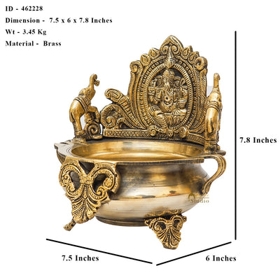 Brass Ganesha Lakshmi Urli Bowl For Home Diwali Decor Gifting Showpiece