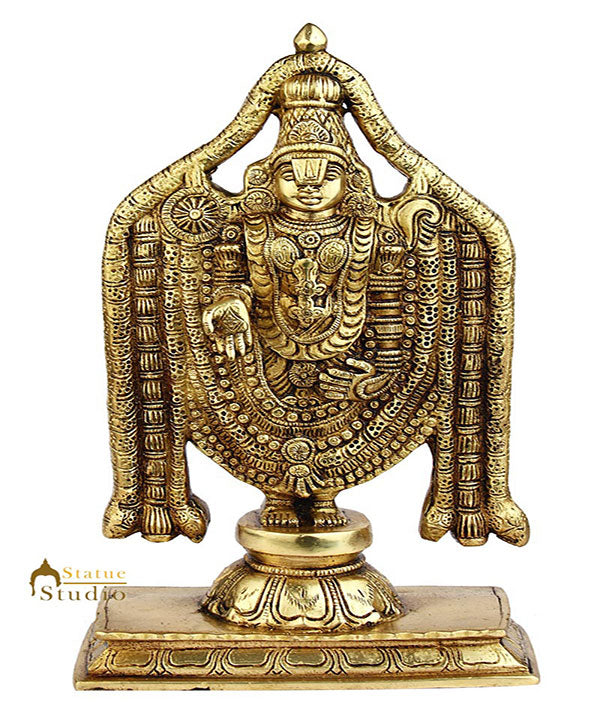 Brass Religious Hindu God Tirupati Balaji statue idol figurine 11"