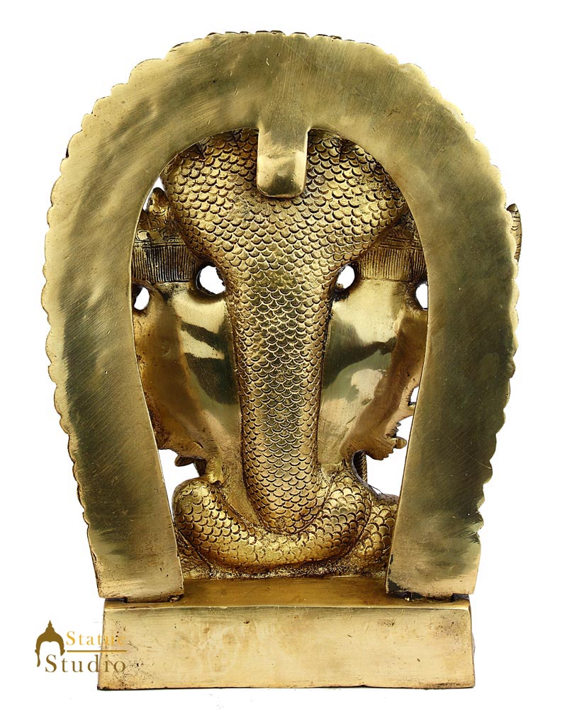 Brass hindu god Lord Vishnu murti multiple faces statue religious figure 11"