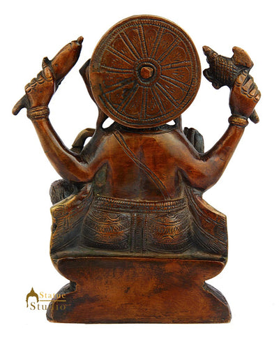 Brass elephant lord sculpture hindu god ganesha figure murti hinduism 7"