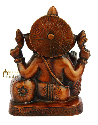 Sitting brass indian handicrafts ganesha statue hinduism religious figure 6"