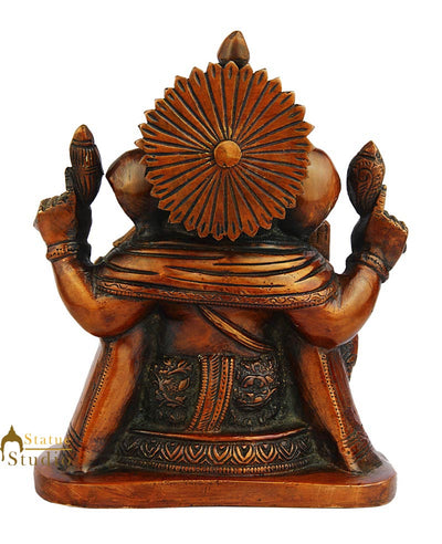 Brass blessing ganesha statue hindu gods figure religious idol hinduism 7"