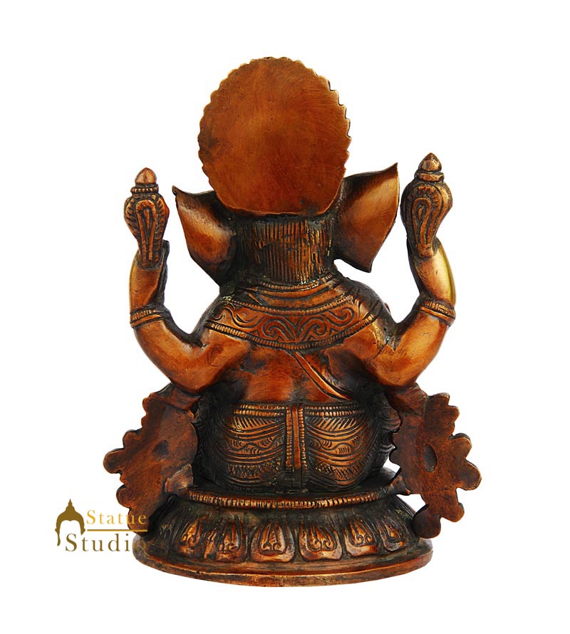 Brass sitting ganpati murti temple puja hindu gods figure statue 7"