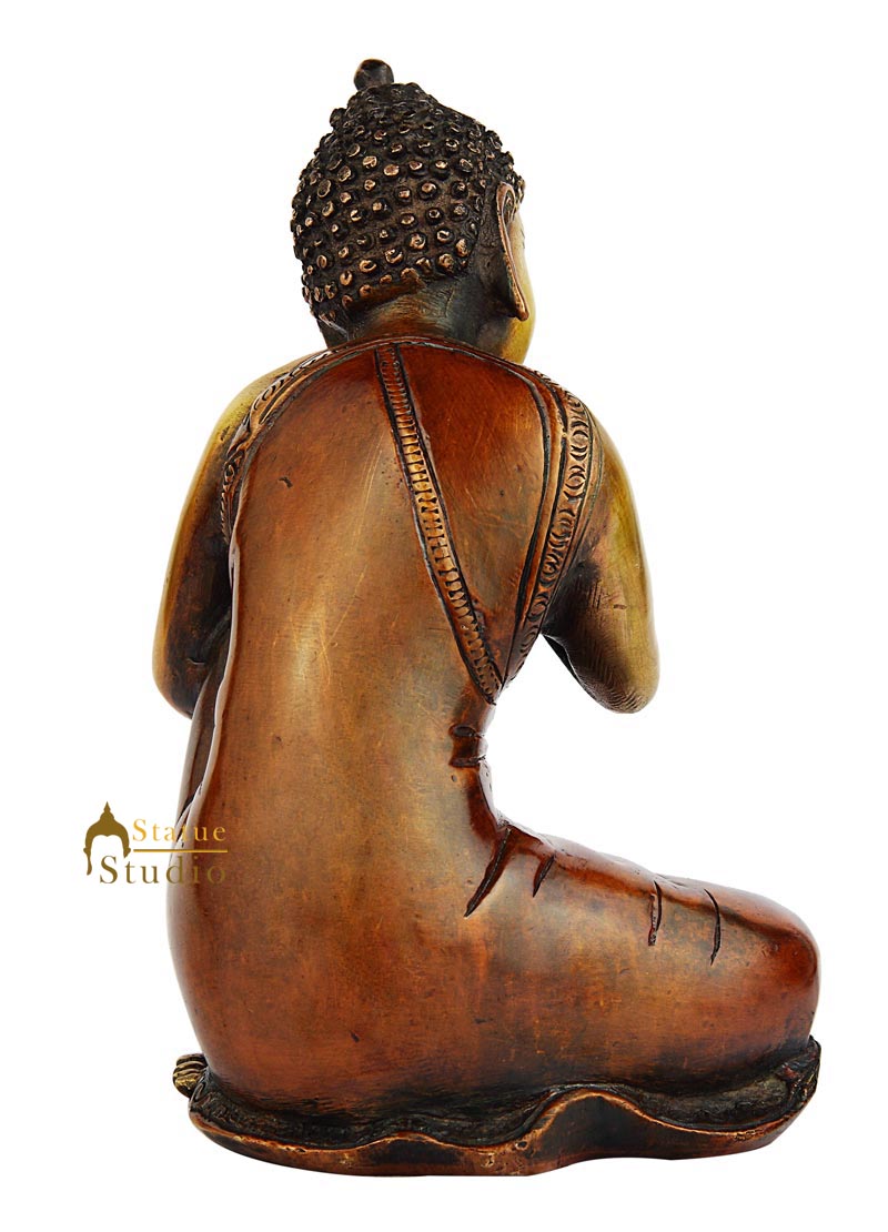 Antique thinking bronze buddha statue brass chinese tibet buddhism idol 8"