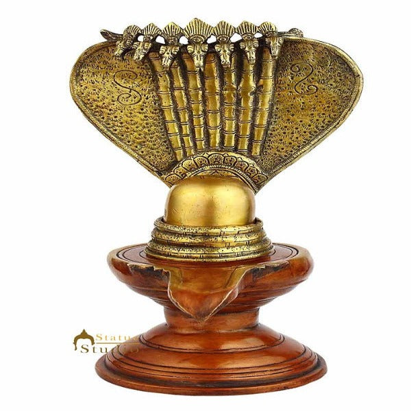 Brass Lord Shiva Lingam Shivling Idol Antique Finish For Home Decor 13" - 49500