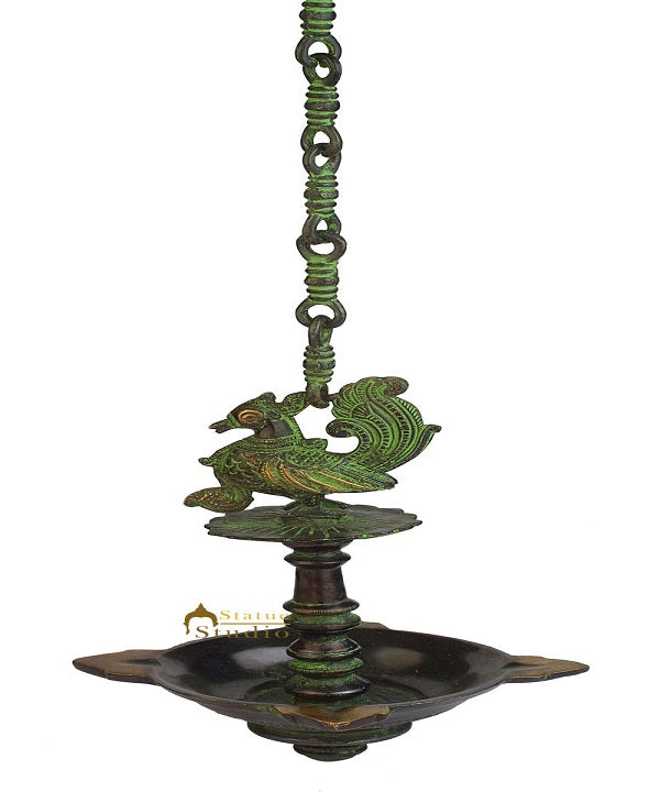 Bird Brass puja hindu temple religious diya oil lamp home décor art 10"