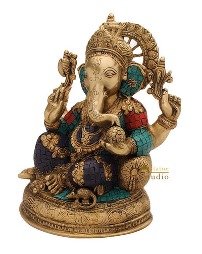 India hindu gods hand crafted ganesha sitting nepal beads religious décor 13"