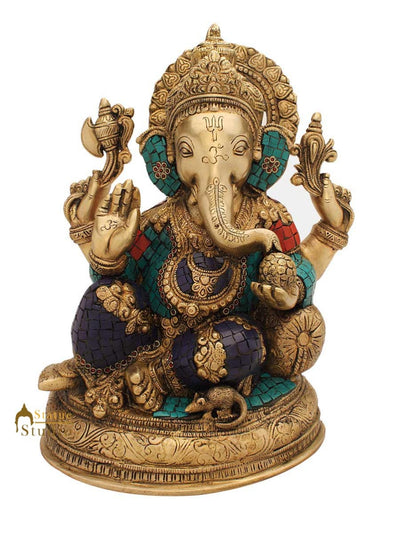 India hindu gods hand crafted ganesha sitting nepal beads religious décor 13"