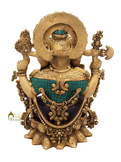 Elephant lord hindu gods ganesh statue nepal lotus base religious décor 16"