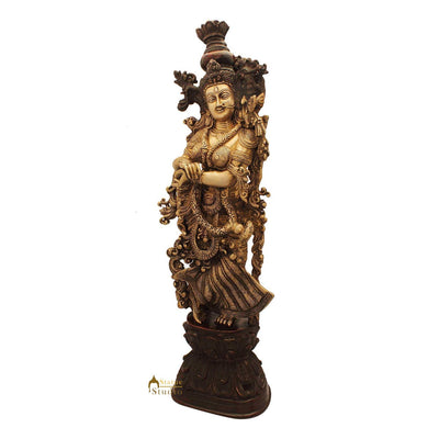 Brass hindu goddess radha ji statue antique religious room décor 29"