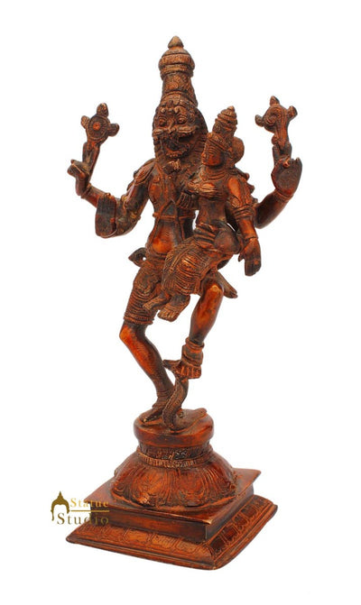 Brass Hindu god hand crafted lord Narsingh Antique statue idol 12"