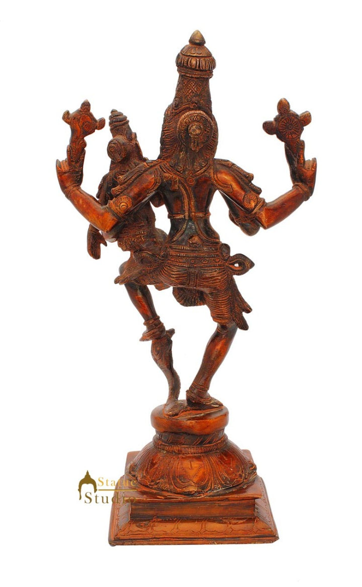 Brass Hindu god hand crafted lord Narsingh Antique statue idol 12"