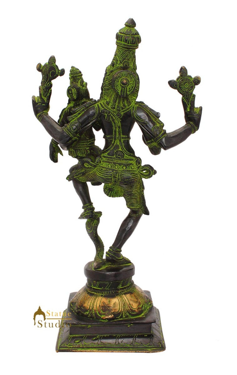 Brass Hindu god hand crafted lord Narsingh Antique statue idol 13"