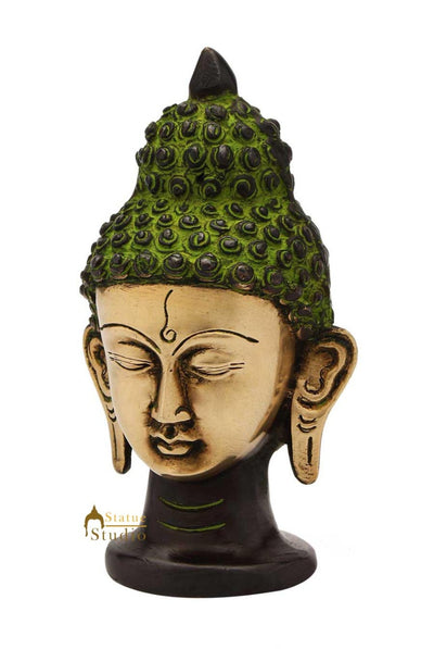 Bronze buddha head statue brass buddhism chinese tibet décor art 5"