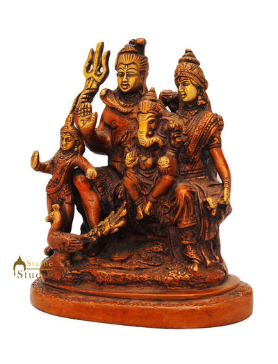 Brass hindu god lord shiva parivar ganesha parvati statue religious sculpture 5"