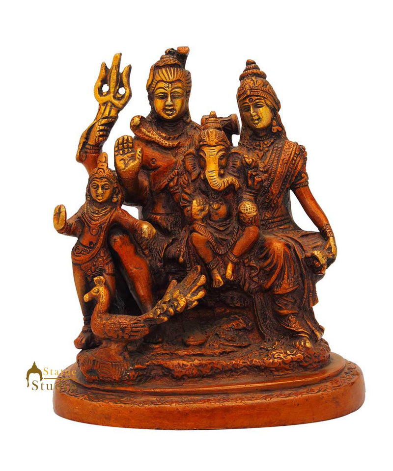 Brass hindu god lord shiva parivar ganesha parvati statue religious sculpture 5"