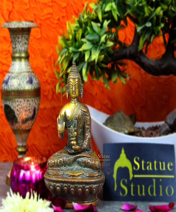 Bronze Antique discussing buddha statue brass indian hand made shakyamuni 5"