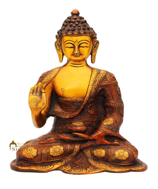 Antique bronze hand carved buddha statue tibet buddhism medicine figurine 10"
