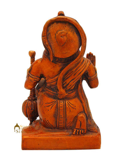 Brass sitting hindu god lord hanuman idol murti religious statue sculpture 7"