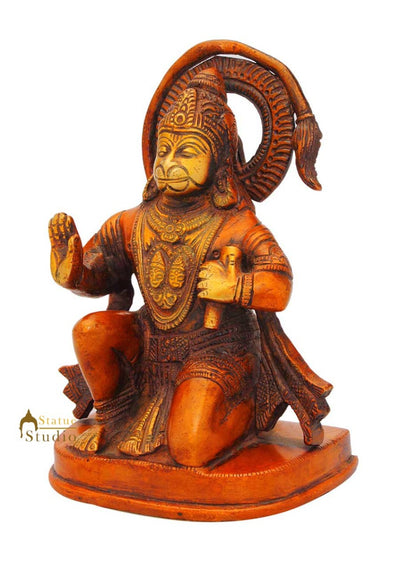 Hindu god hanuman ji murti brass statue idol figurine india hand made 6"