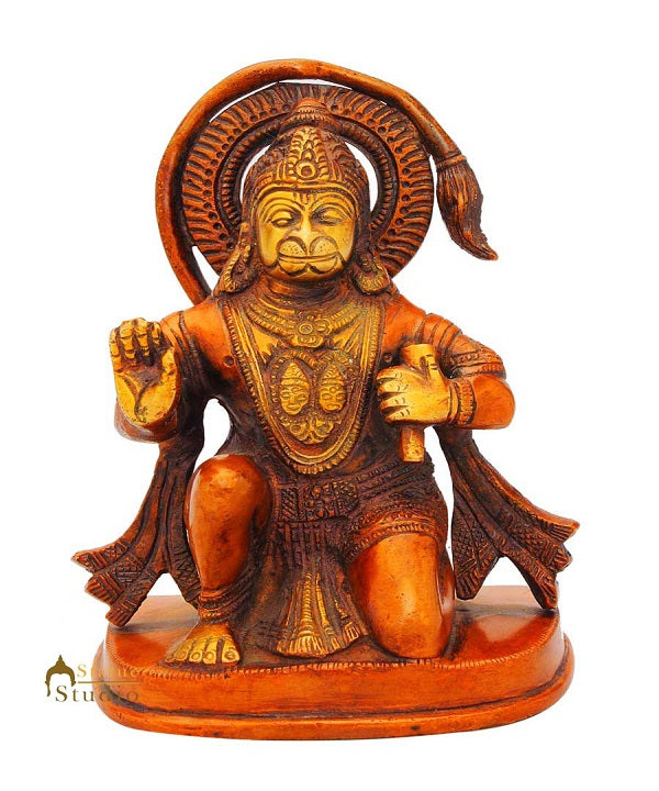 Hindu god hanuman ji murti brass statue idol figurine india hand made 6"