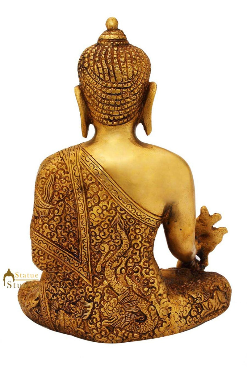 Medicine brass buddha statue shakyamunni old chinese tibet buddhism décor 8"