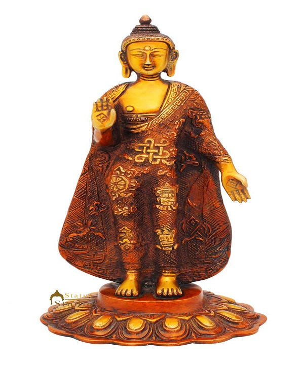 Antique hand made standing buddha statue thai old buddism décor 11"