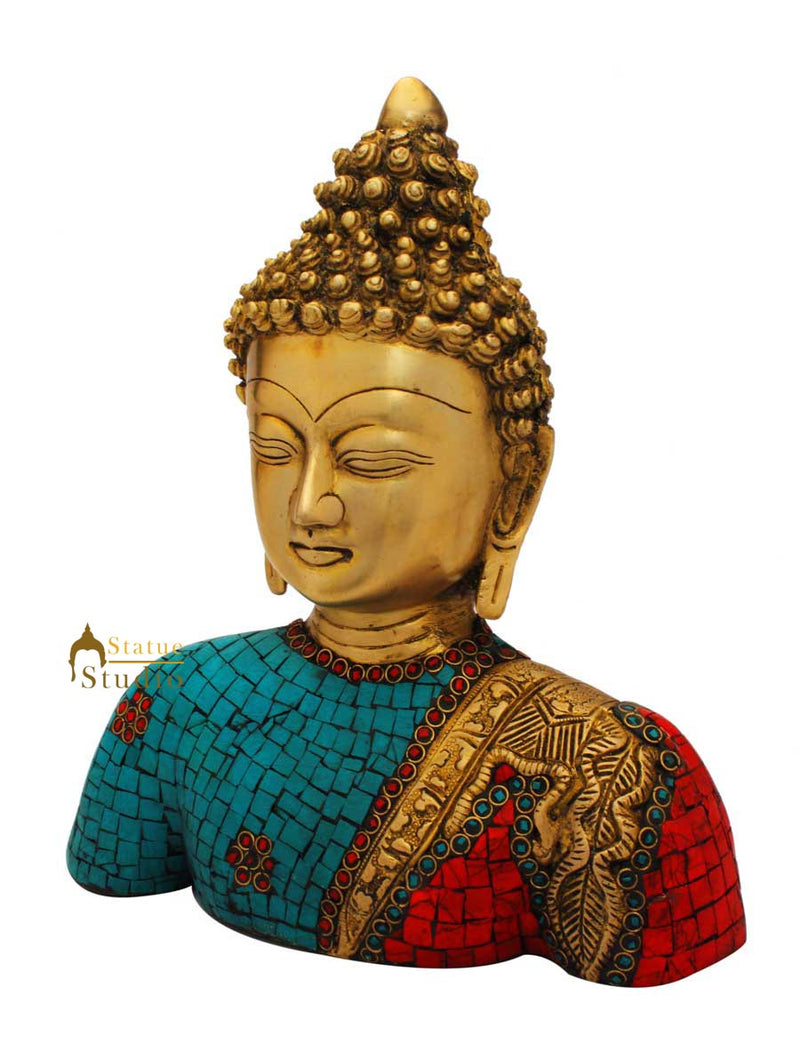 Medicine buddha brass bronze statue tibet buddhism chinese turquoise coral 11"