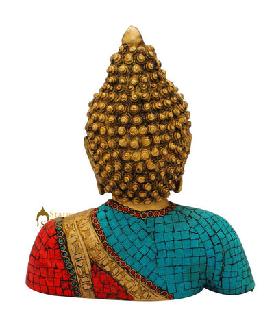 Medicine buddha brass bronze statue tibet buddhism chinese turquoise coral 11"