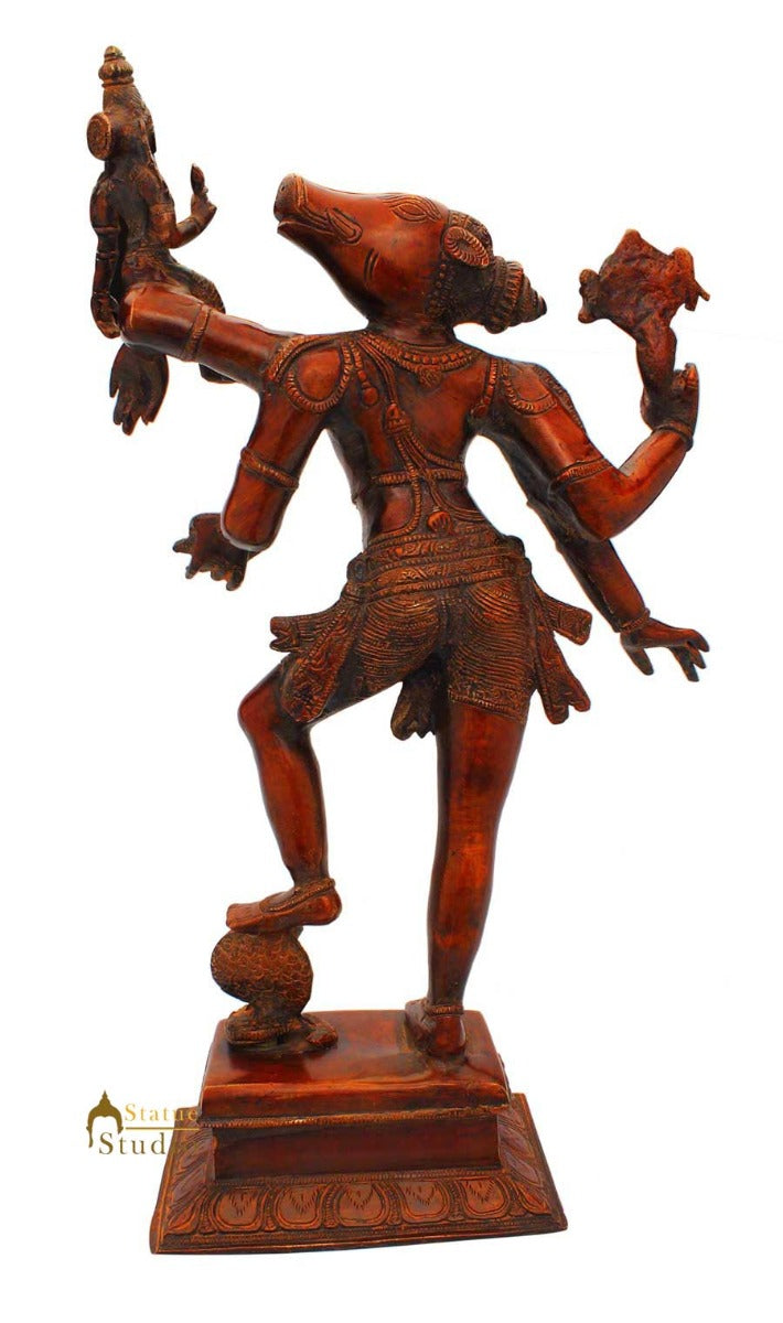 Brass India handicraft antique hindu goddess bara laxmi religious décor 18"