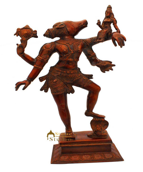 Brass India handicraft antique hindu goddess bara laxmi religious décor 18"